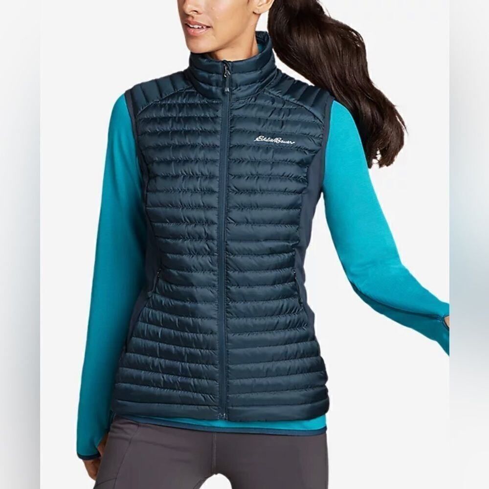 Eddie Bauer Women's EB650 Goose Down Puffer Vest Jacket Small Microweight Zip Up